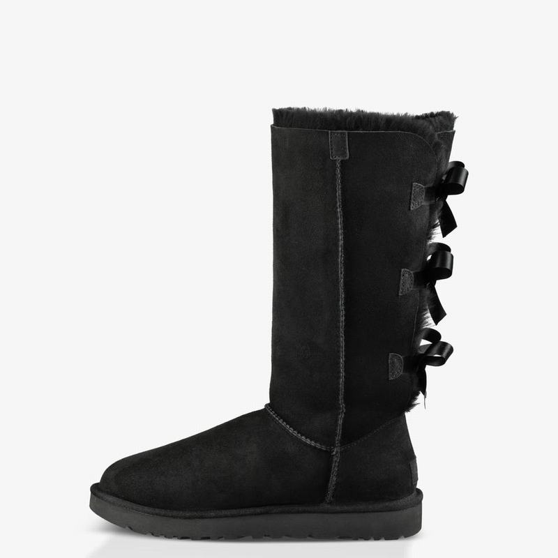 Bottes Classic UGG Bailey Bow Tall II Femme Noir Soldes 923QFJEX
